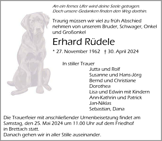Traueranzeige von Erhard Rüdele von GESAMT