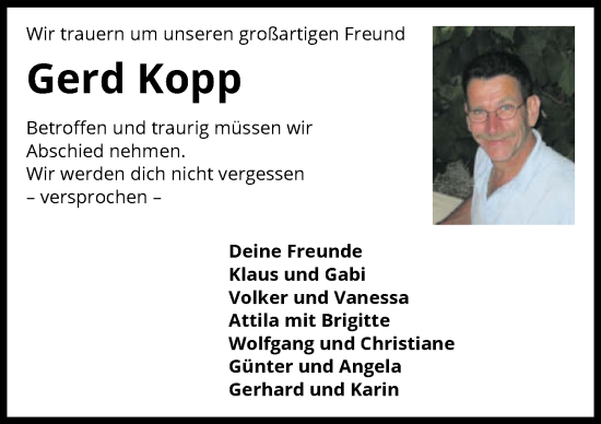 Traueranzeige von Gerd Kopp von GESAMT