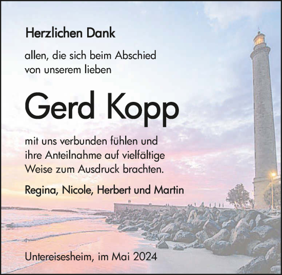 Traueranzeige von Gerd Kopp von GESAMT