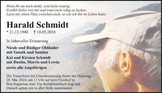 Traueranzeige von Harald Schmidt von GESAMT