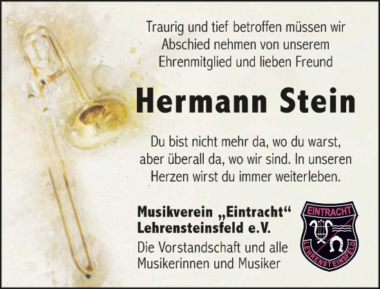 Traueranzeige von Hermann Stein von GESAMT