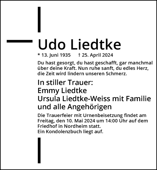 Traueranzeige von Udo Liedtke von GESAMT