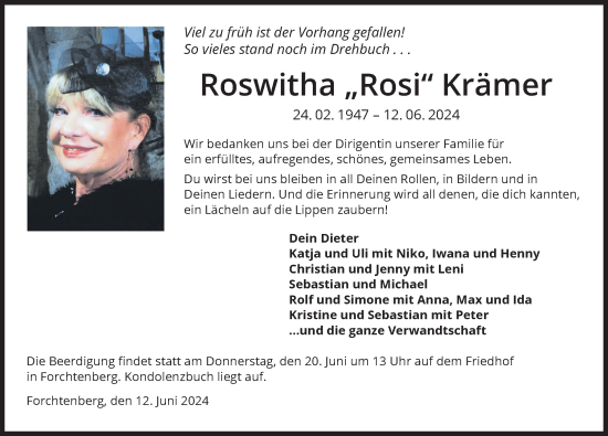 Traueranzeige von Roswitha Krämer von GESAMT