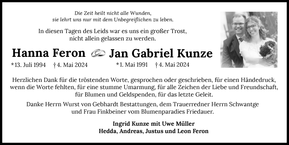  Traueranzeige für Jan Gabriel Kunze vom 22.06.2024 aus GESAMT