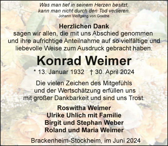 Traueranzeige von Konrad Weimer von GESAMT