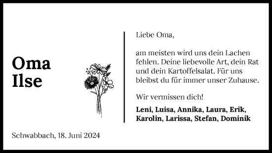 Traueranzeige von Ilse Klappenecker von GESAMT