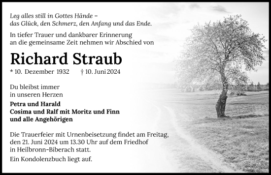Traueranzeige von Richard Straub von GESAMT