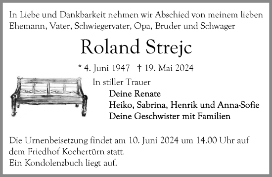 Traueranzeige von Roland Strejc von GESAMT