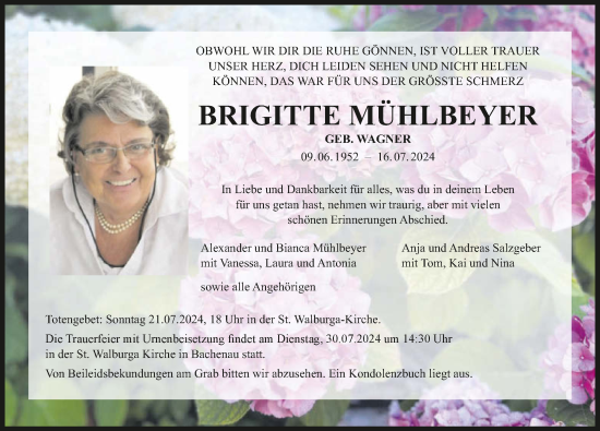 Traueranzeige von Brigitte Mühlbeyer von GESAMT