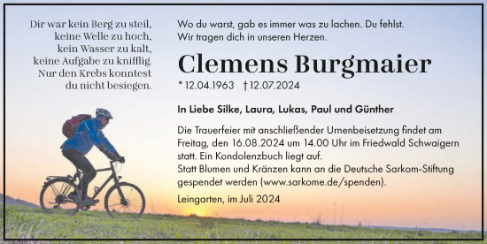 Traueranzeige von Clemens Burgmaier von GESAMT