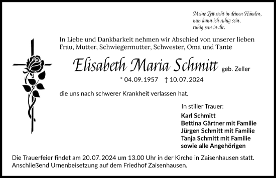 Traueranzeige von Elisabeth Maria Schmitt von GESAMT
