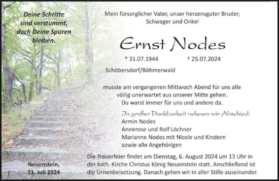 Traueranzeige von Ernst Nodes von GESAMT