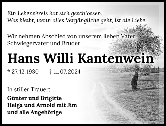 Traueranzeige von Hans Willi Kantenwein von GESAMT