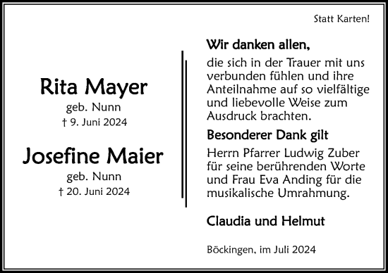 Traueranzeige von Josefine Maier von GESAMT