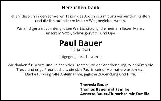 Traueranzeige von Paul Bauer von GESAMT