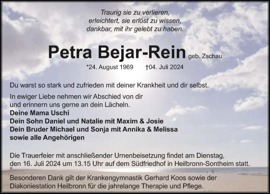 Traueranzeige von Petra Bejar-Rein von GESAMT