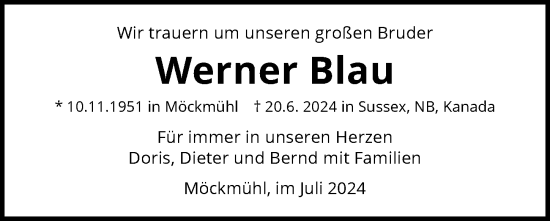 Traueranzeige von Werner Blau von GESAMT