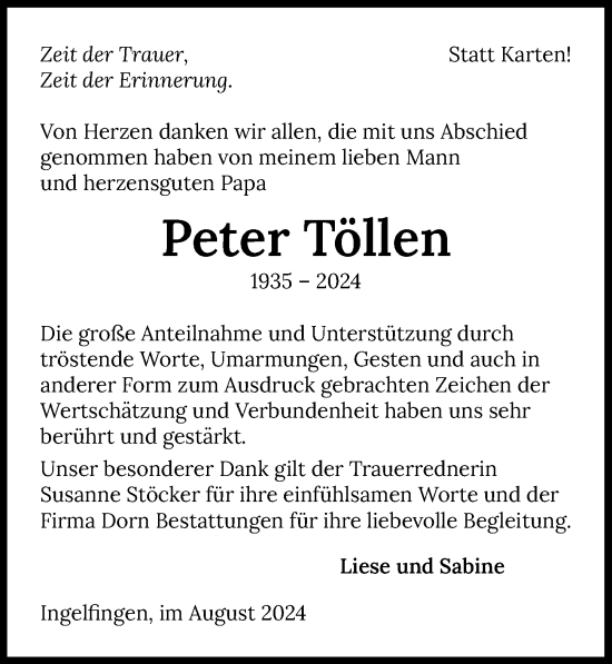 Traueranzeige von Peter Töllen von GESAMT