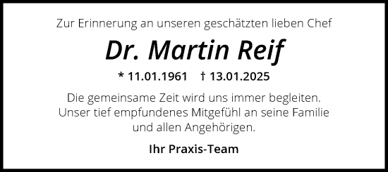 Traueranzeige von Martin Reif von Gesamt