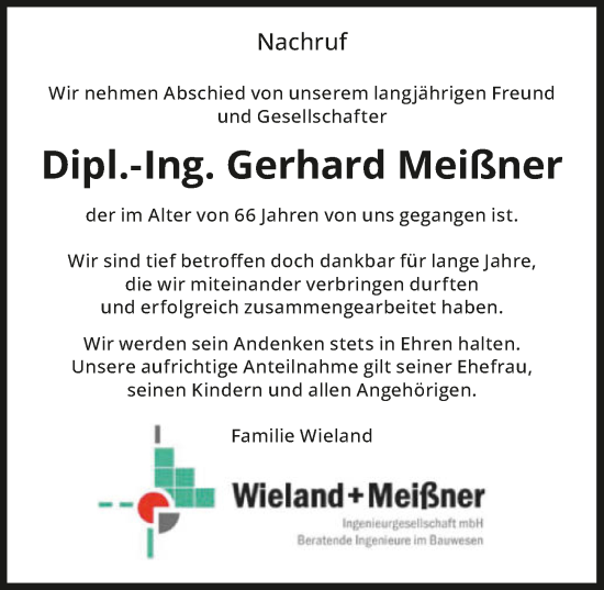 Traueranzeige von Gerhard Meißner von GESAMT