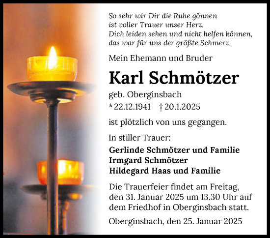 Traueranzeige von Karl Schmötzer von GESAMT