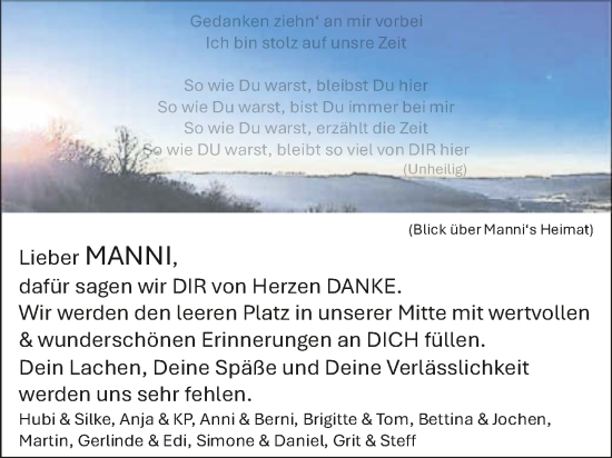 Traueranzeige von Manfred Manni Lang von GESAMT