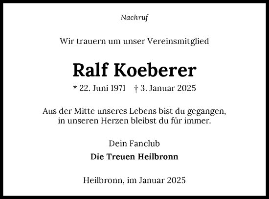 Traueranzeige von Ralf Koeberer von GESAMT