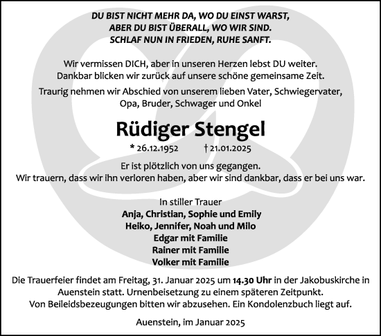 Traueranzeige von Rüdiger Stengel von GESAMT