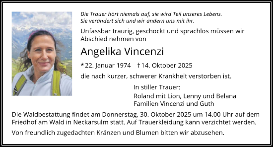 Traueranzeige von Angelika Vincenzi von GESAMT