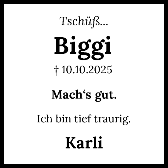Traueranzeige von Biggi  von GESAMT