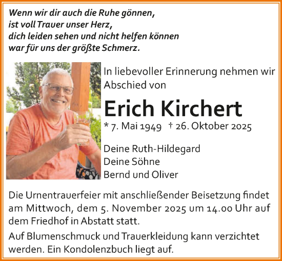 Traueranzeige von Erich Kirchert von GESAMT
