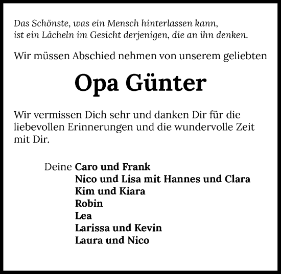 Traueranzeige von Günter Windmüller von GESAMT