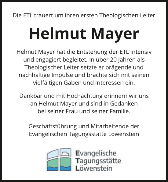 Traueranzeige von Helmut Mayer von GESAMT