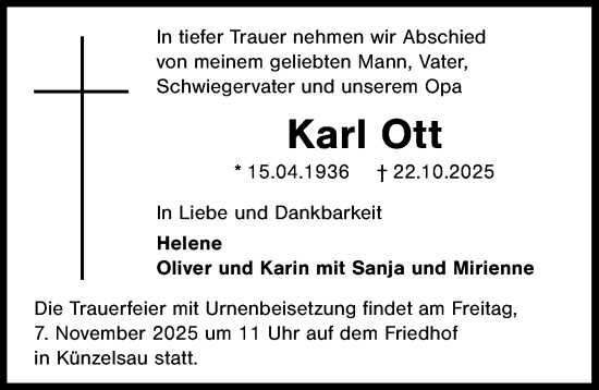 Traueranzeige von Karl Ott von GESAMT
