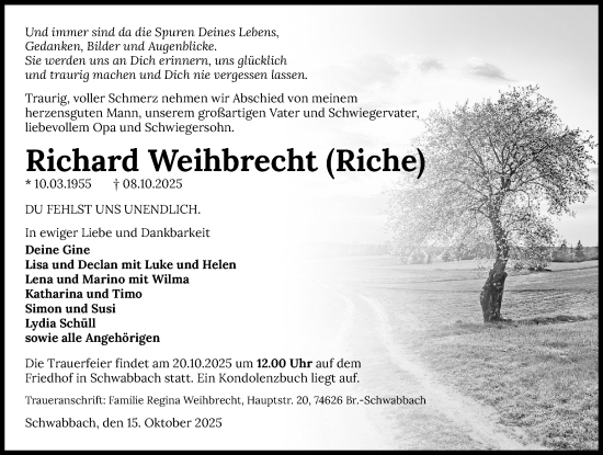 Traueranzeige von Richard Weihbrecht von GESAMT