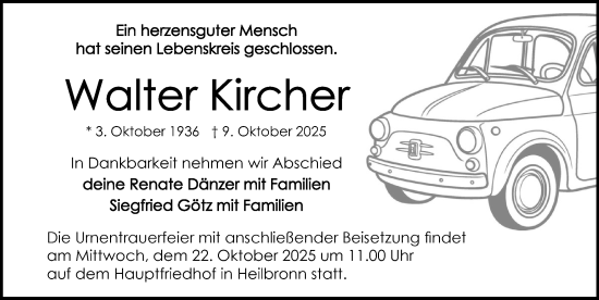 Traueranzeige von Walter Kircher von GESAMT