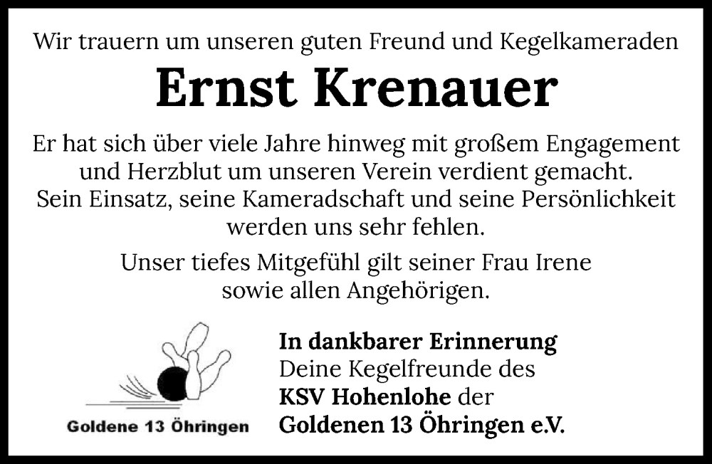  Traueranzeige für Ernst Krenauer vom 15.11.2025 aus GESAMT