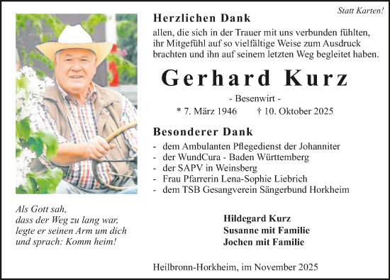 Traueranzeige von Gerhard Kurz von GESAMT