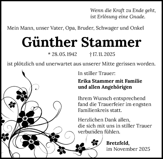 Traueranzeige von Günther Stammer von GESAMT