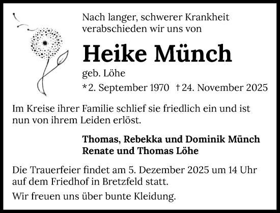 Traueranzeige von Heike Münch von GESAMT