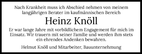 Traueranzeige von Heinz Knöll von GESAMT