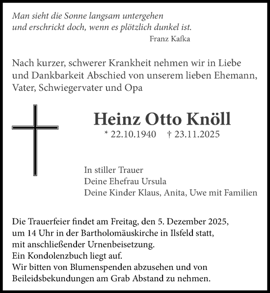 Traueranzeige von Heinz Otto Knöll von GESAMT
