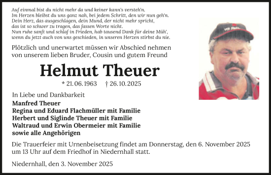 Traueranzeige von Helmut Theuer von GESAMT
