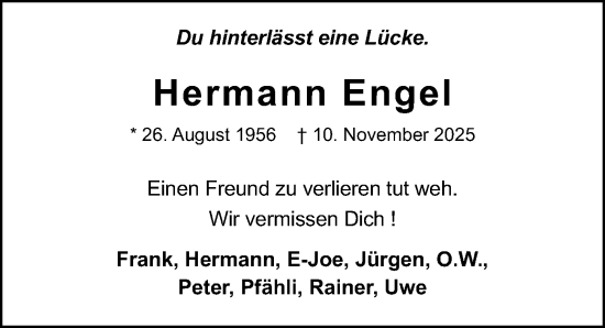 Traueranzeige von Hermann Engel von GESAMT