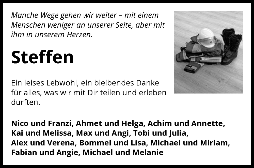  Traueranzeige für Steffen  vom 29.11.2025 aus GESAMT