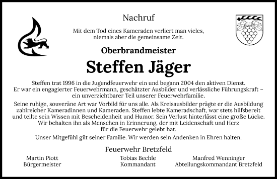 Traueranzeige von Steffen Jäger von GESAMT