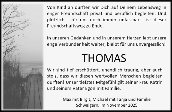 Traueranzeige von Thomas Aigner von GESAMT