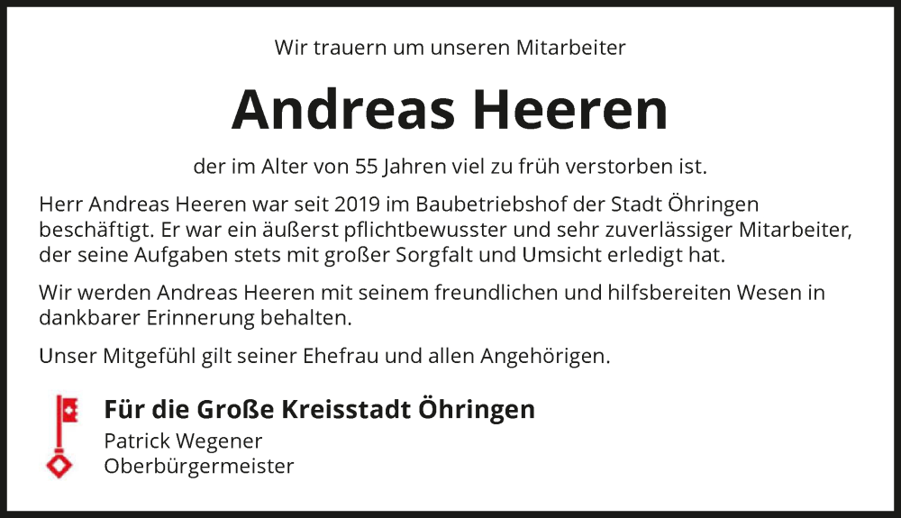  Traueranzeige für Andreas Heeren vom 09.12.2025 aus GESAMT