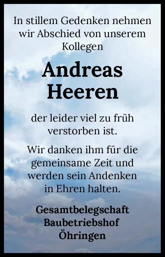 Traueranzeige von Andreas Heeren von GESAMT