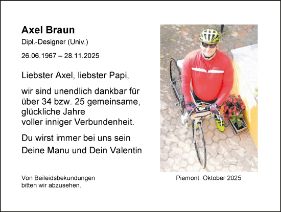 Traueranzeige von Axel Braun von GESAMT